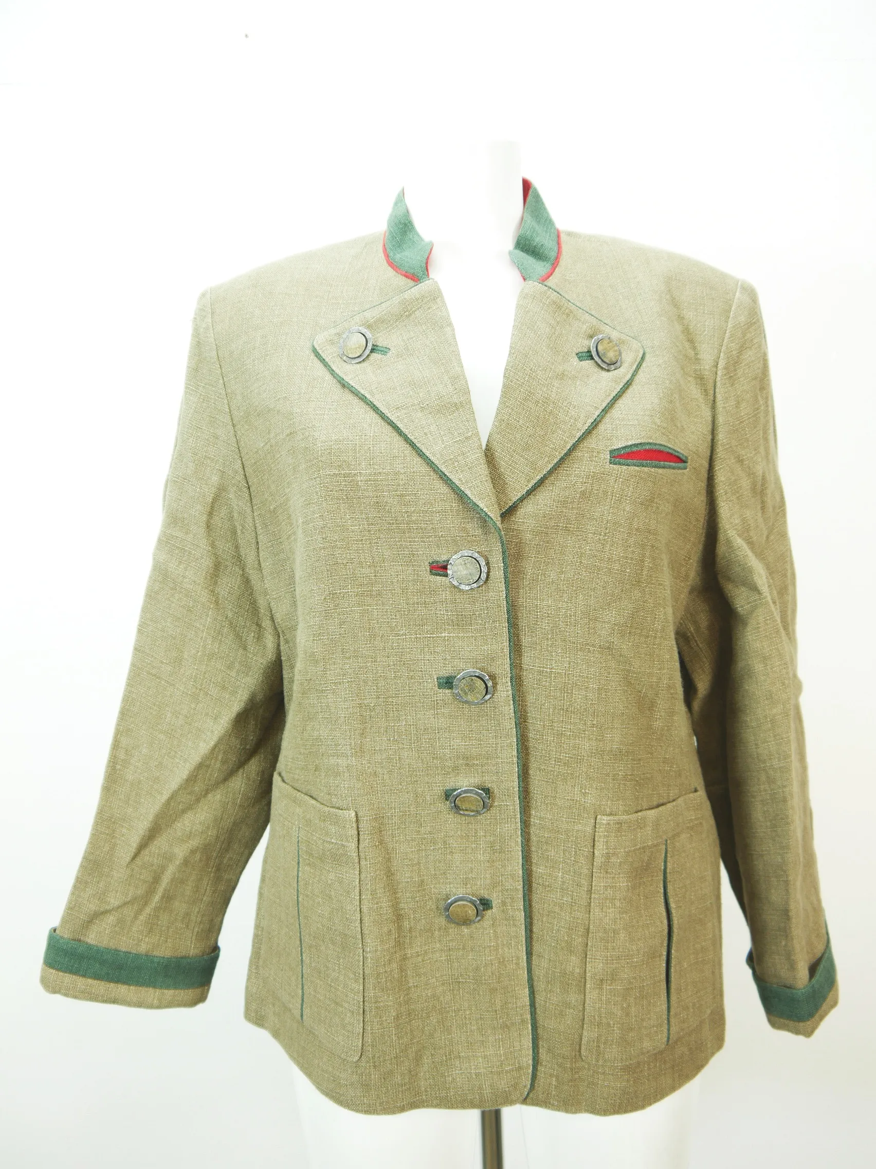 Admont Bavaria braun Leinen mit Revers fesche Damen Leinen Trachtenjacke Gr.36