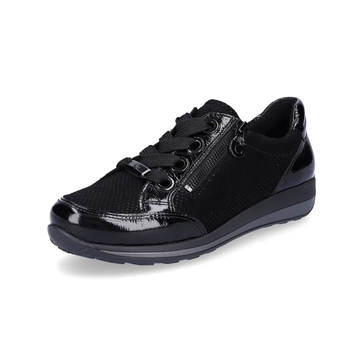 Ara Damen Leder Schnürschuh schwarz lack