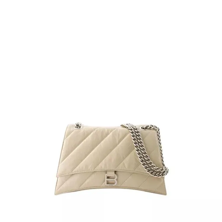   Balenciaga  Crush Chain Hobo Bag - Leather - Taupe Neutrals  Hobo Bag 