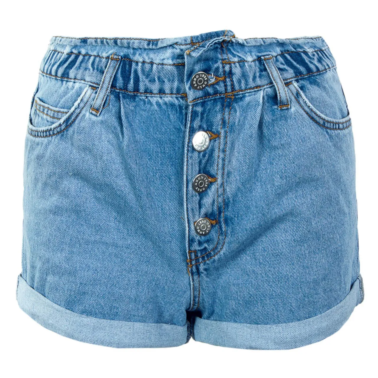 Damen Jeansshorts - Cuba Life Paperbag Shorts - Light Blue