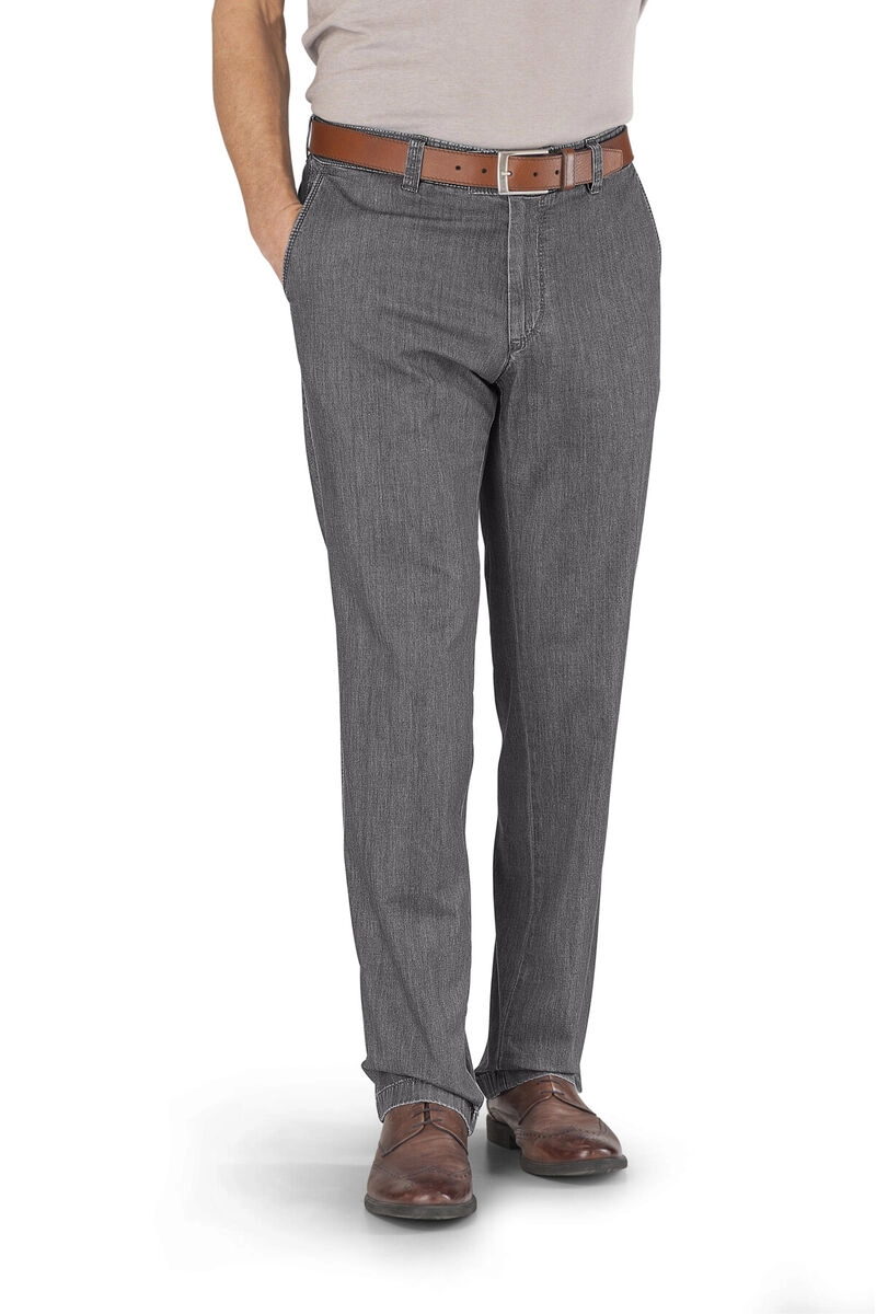 EUREX BY BRAX Tiefbund-Flat-Front-Jeans John grau Pima Light Denim