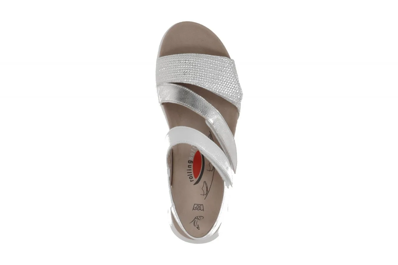 Gabor RollingSoft Sandale weiß silber metallic 66.882.51