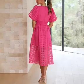 Heidi-Mode | Elegantes Midi-Kleid Mit Laternenärmeln