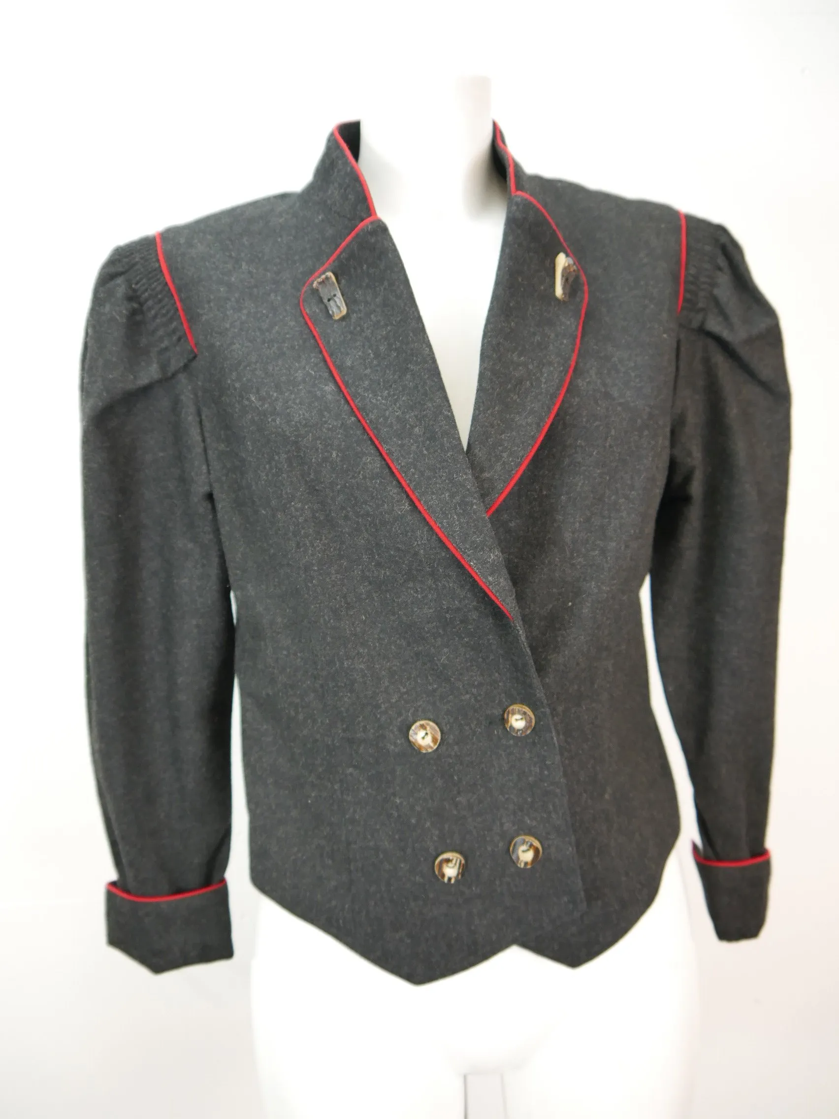 Hopfgartner schwarz Janker mit Hirschhornknöpfe Trachtenjacke Jacke Gr.38