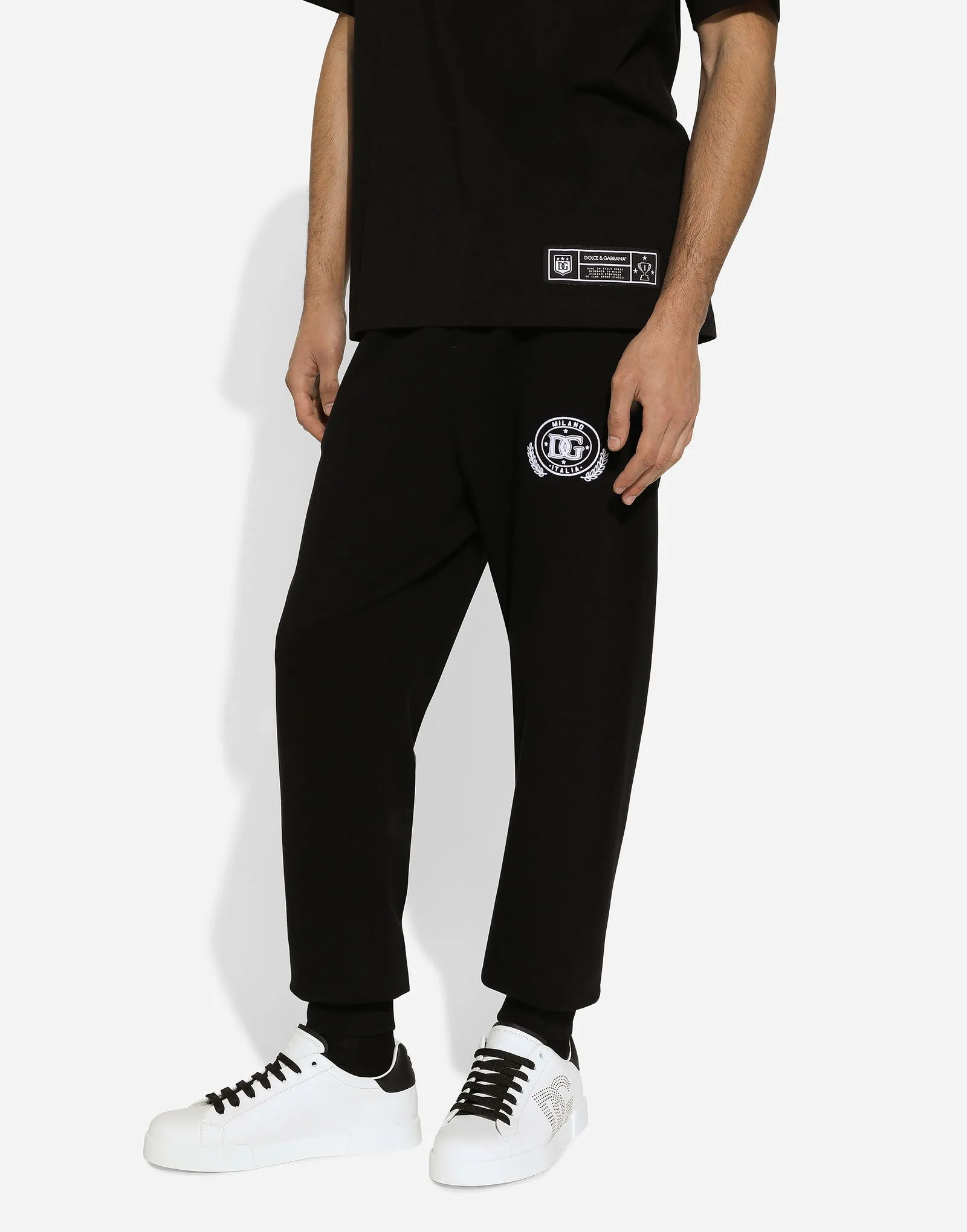 Jogginghose Dolce & Gabbana Black Jersey Jogging Pants With Logo GV2VHTG7NYDN0000