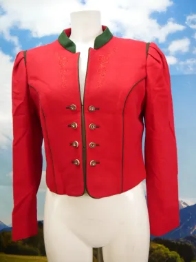 Original Alphorn leuchtend rot Dirndljacke mit Stickerei Trachtenjacke Gr.42