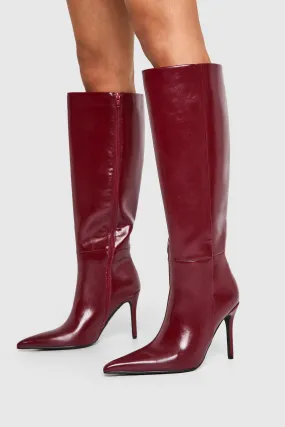 Spitze kniehohe Stiletto-Stiefel