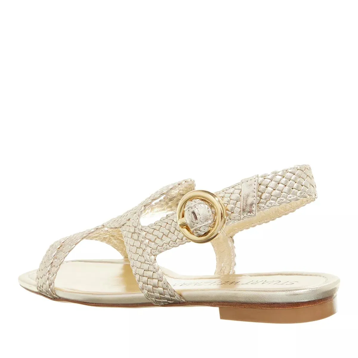   Stuart Weitzman  Wovette Flat Sandal Light Gold  Sandale 