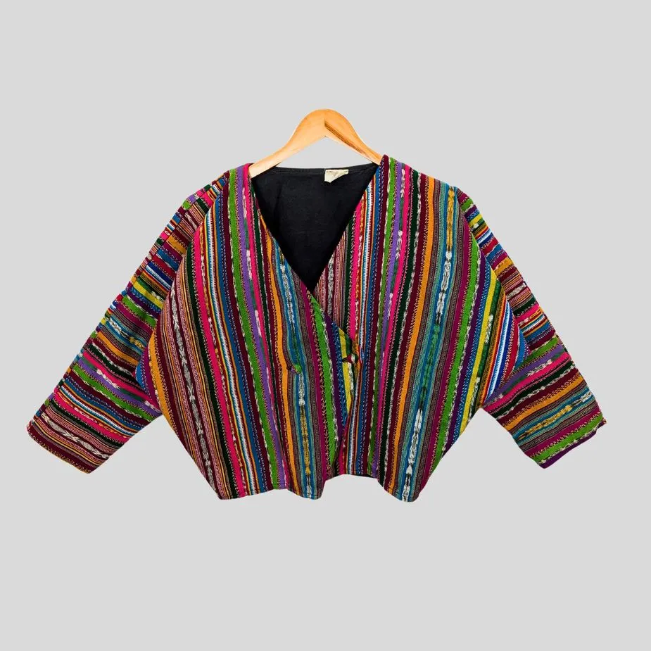 Vintage Guatemala Handgemachte Regenbogen Weste, Poncho Stil, Größe L