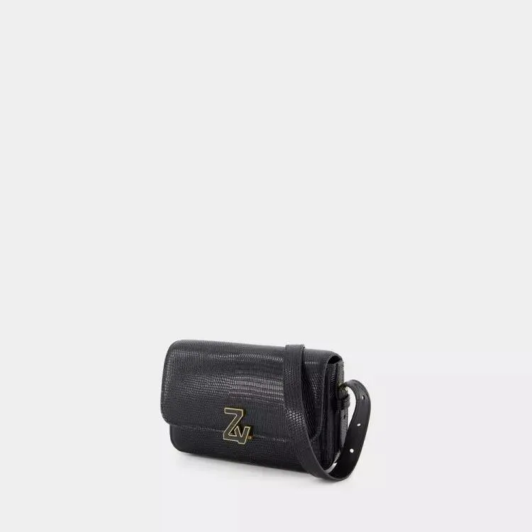   Zadig & Voltaire  Zv Le Mini Hobo Bag  - Black - Croc Embossed Leath Black  Crossbody Bag 
